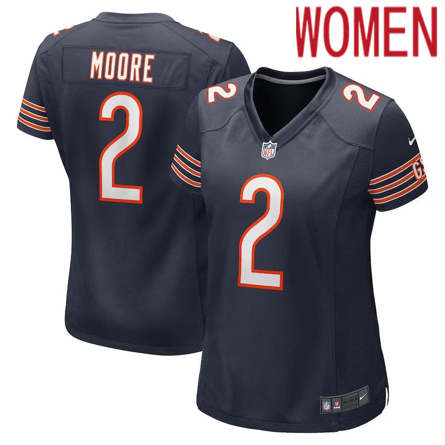 Women Chicago Bears 2 D.J. Moore Nike Navy Game NFL Jersey